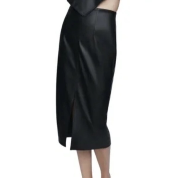 Zara Black Leather Pencil Skirt Size Small - Picture 3 of 10
